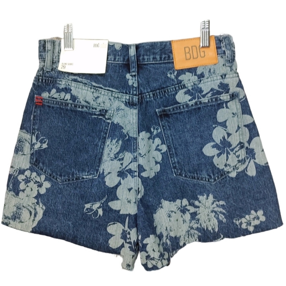 BDG A-Line High Waist Surfer Blue Floral Print Denim Shorts Women's Size 29 - Picture 6 of 12